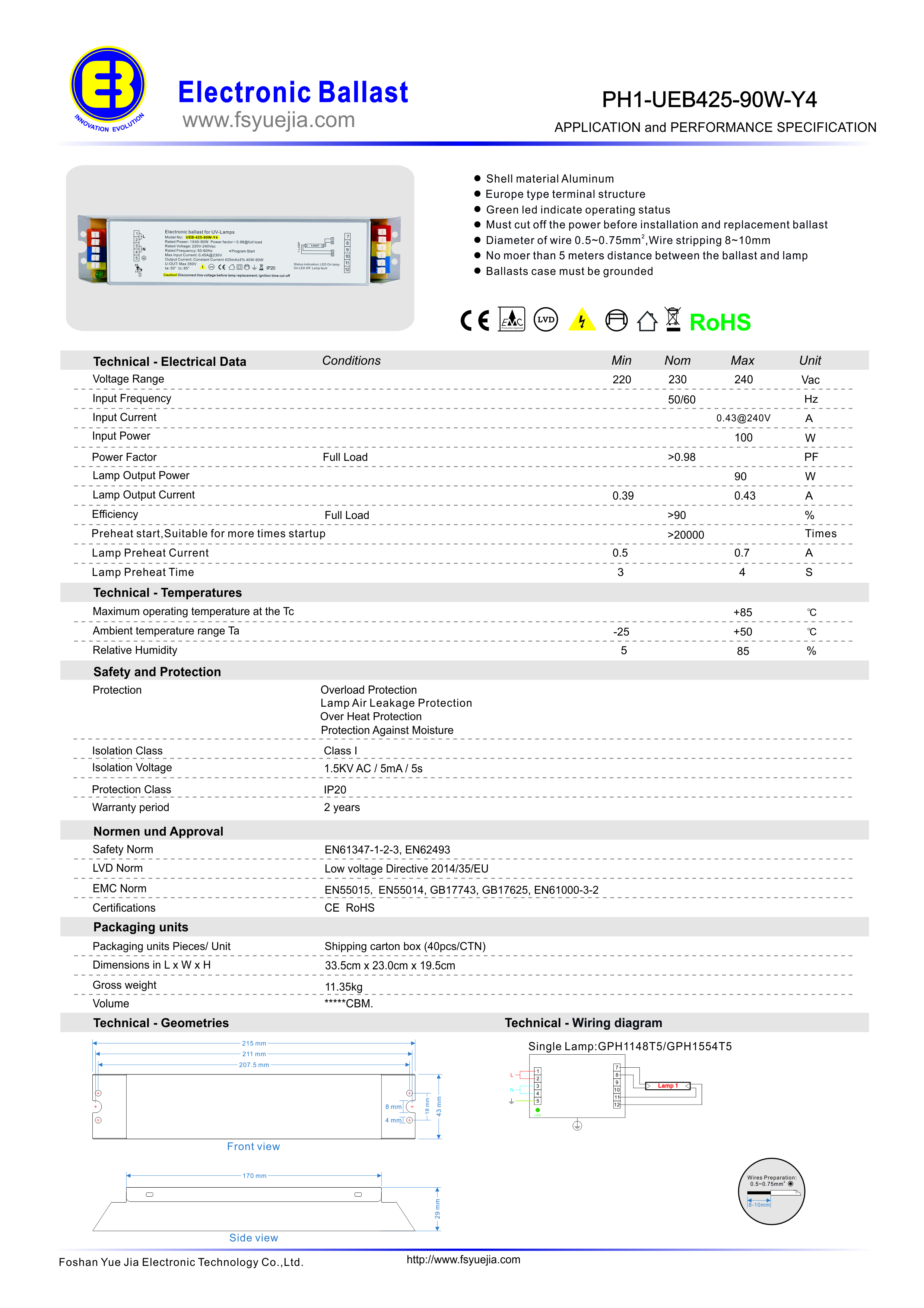 PH1-UEB425-90W-Y4 A1.0