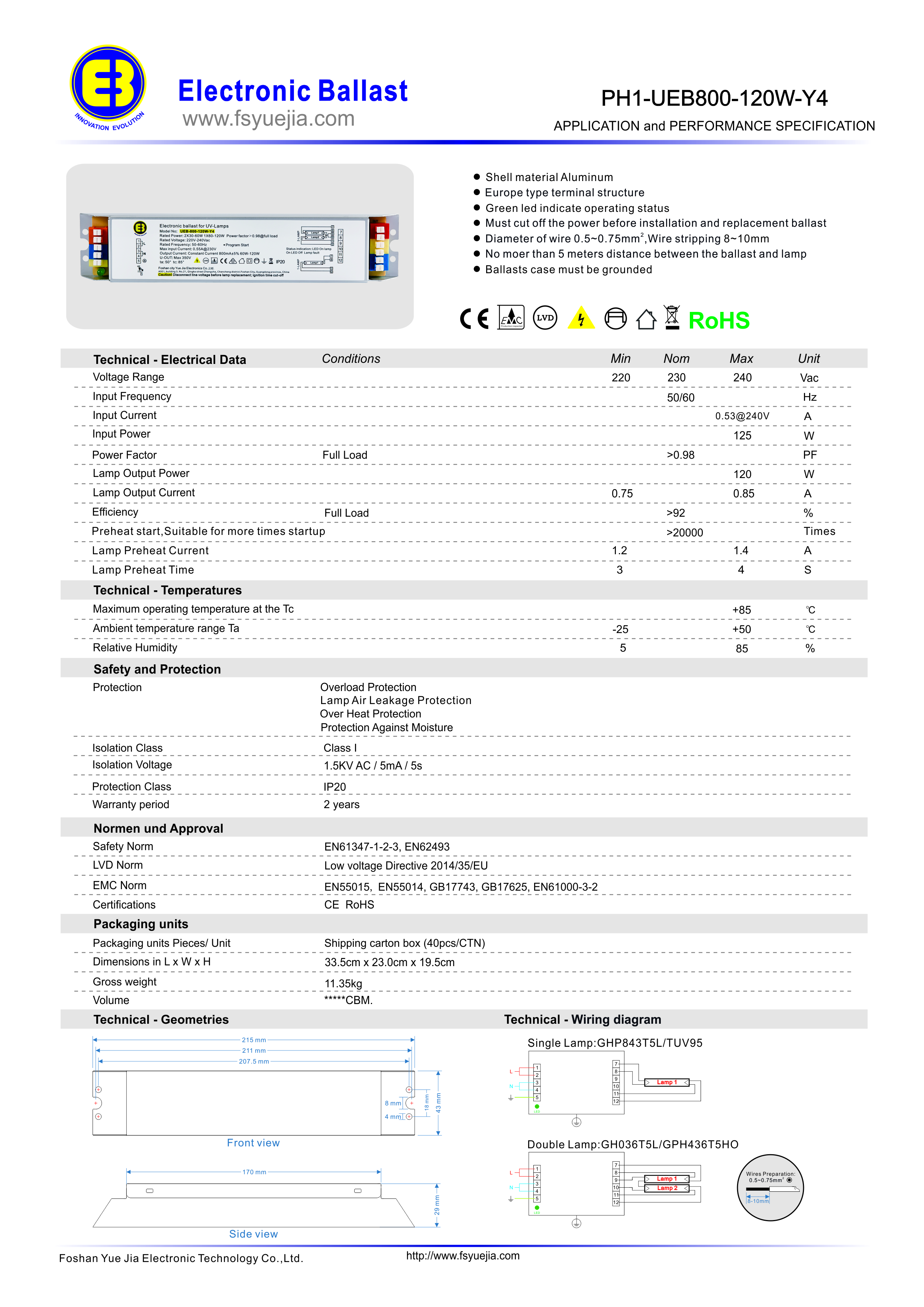 PH1-UEB800-120W-Y4 A1.0